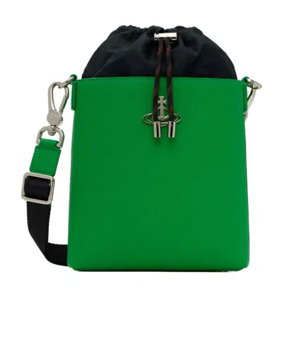 Vivienne Westwood Saffiano Drawstring Logo Cross-body Bag In Green ...