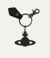 Vivienne Westwood Saffiano Hammered Orb Gunmetal Keyring Metal Black One Size Unisex In Black
