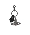 Vivienne Westwood Saffiano Hammered Orb Keyring In Black