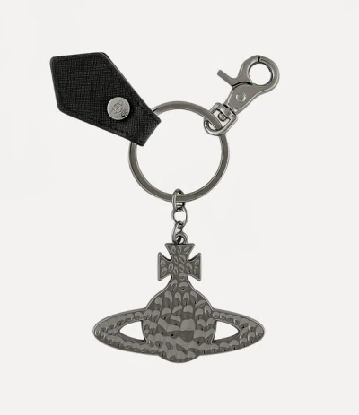 Vivienne Westwood Hammered Orb Keyring Metal Black / Gunmetal One Size Unisex In Metallic