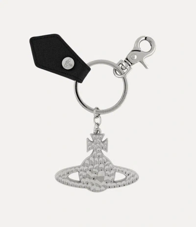 Vivienne Westwood Saffiano Hammered Orb Keyring Metal Black-saffiano One Size Unisex