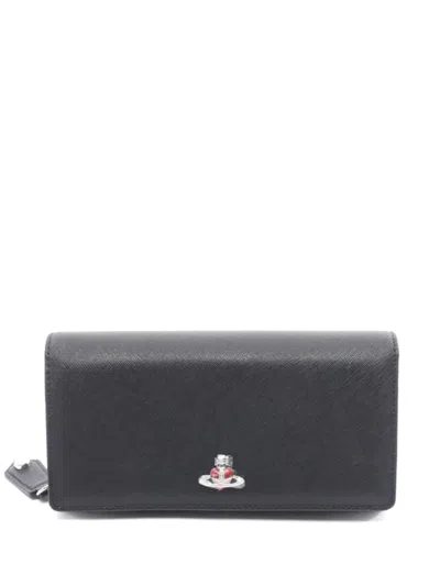 Pre-owned Vivienne Westwood Saffiano-leather Bi-fold Wallet In Black