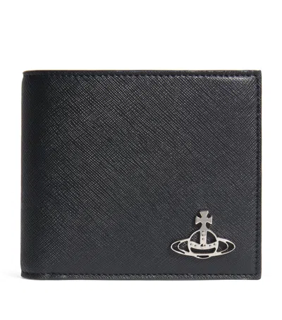 Vivienne Westwood Saffiano Leather Bifold Wallet In Black