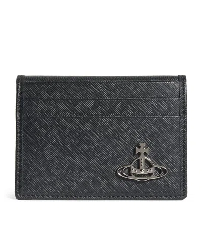 Vivienne Westwood Saffiano Leather Card Holder In Black