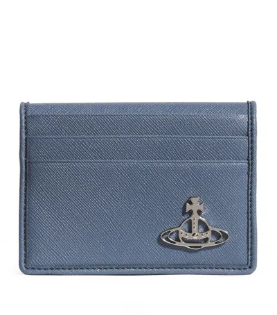 Vivienne Westwood Saffiano Leather Card Holder In Blue