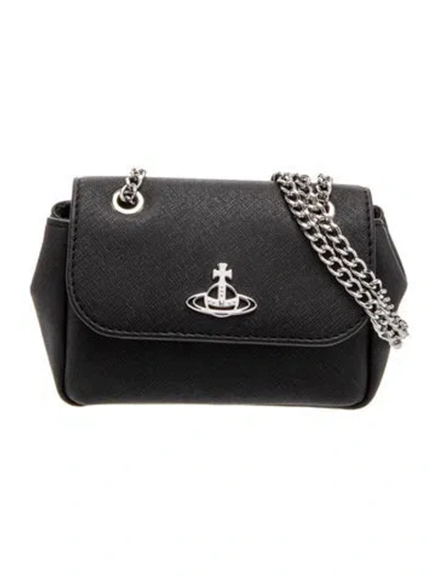 Pre-owned Vivienne Westwood Saffiano Leather Crossbody Bag In Black