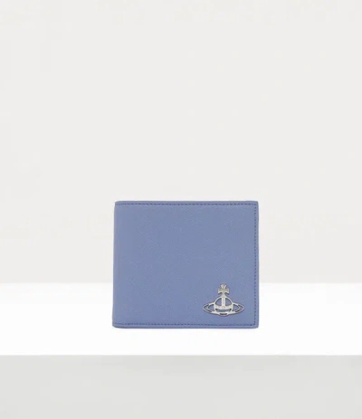 Vivienne Westwood Saffiano Man Wallet With Coin Pocket Faux Leather Blue One Size Men