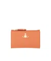 Vivienne Westwood Orange Orb Card Holder With Gold-tone Emblem In Pink