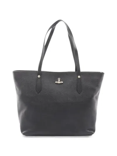 Pre-owned Vivienne Westwood Saffiano Orb Tote Bag In Black