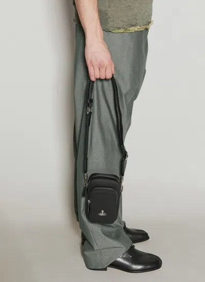 Vivienne Westwood Saffiano Phone Crossbody Bag In Black