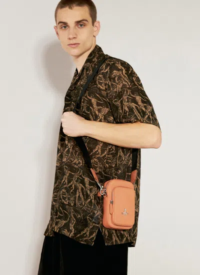 Vivienne Westwood Saffiano Phone Crossbody Bag In Orange
