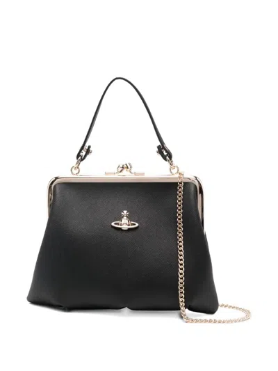 Vivienne Westwood Saffiano-effect Granny Frame Purse In Black