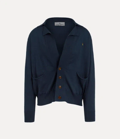 Vivienne Westwood Samuel Cardigan Cotton / Cashmere Navy Blue Xxl Men