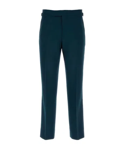 Vivienne Westwood Pantalone Sang In Lana Petrolio Uomo In Blue