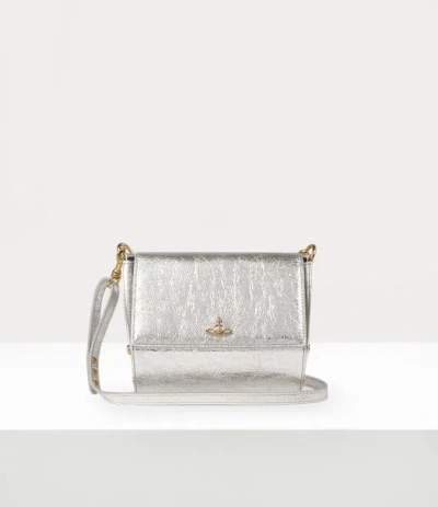 Vivienne Westwood Sapphire Crossbody Bag Metallic Crinkle Silver