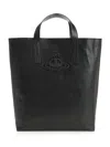 Vivienne Westwood 'sarah' Black Medium Tote Bag With Embossed Orb Logo On The Front In Black