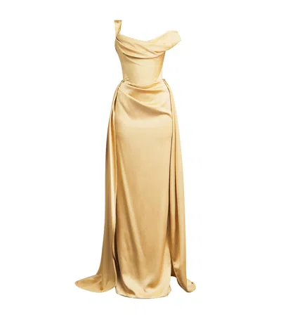 Vivienne Westwood Satin One-shoulder Nova Grace Gown In Gold