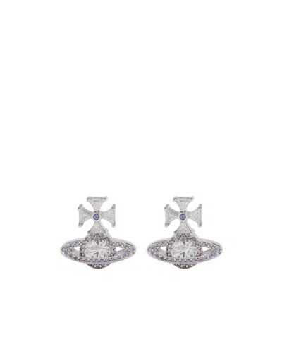 Vivienne Westwood Saturn Pattern Earrings In Gray