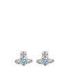 Vivienne Westwood Gemstone Heart Stud Earrings With Crystal Embellishments In White