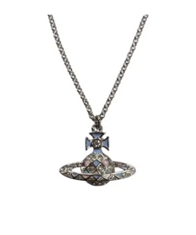 Vivienne Westwood Saturn Pendant Necklace In Gray