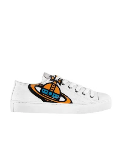 Vivienne Westwood Saturn Printed Low-cut Casual Sneakers In White