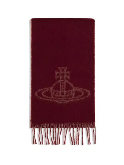 Vivienne Westwood Wool Scarf In Burgundy