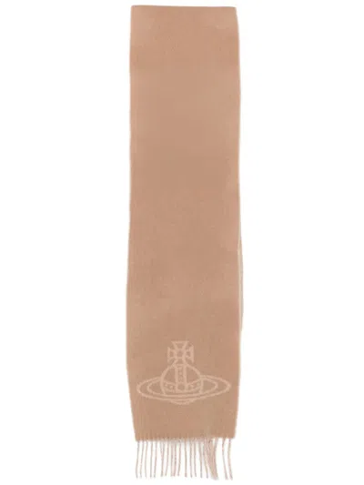 Vivienne Westwood Sciarpa Double Face In Lana In Brown
