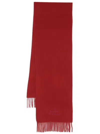 Vivienne Westwood Sciarpa Embroidered In Lana In Yellow