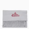 Vivienne Westwood Fringe Detailed Rectangular Scarf Accessory In Gray