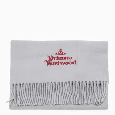 Vivienne Westwood Fringe Detailed Rectangular Scarf Accessory In Gray