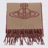 Vivienne Westwood Reversible Scarf Fringed Edges In Brown