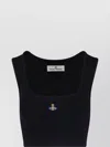 Vivienne Westwood Black Top With Embroidered Logo In Black