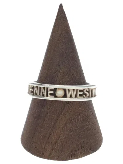 Pre-owned Vivienne Westwood Script Logo Ring In Silver