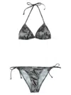 Vivienne Westwood Triangle Top Bikini With Adjustable Straps And All-over Print In Black 3d Orb