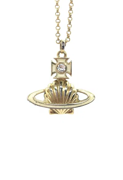 Pre-owned Vivienne Westwood Sea Shell Orb Necklace In Gold