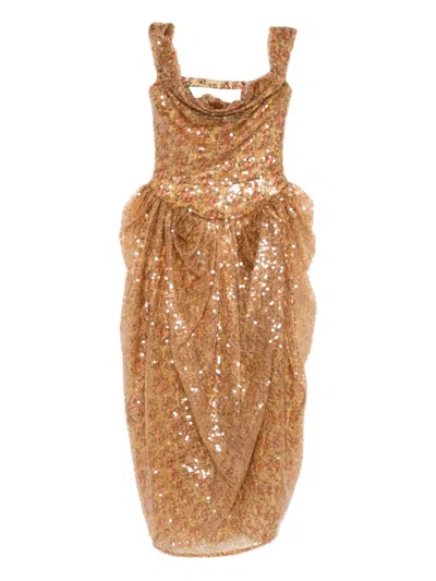 VIVIENNE WESTWOOD SEQUIN-EMBELLISHED DRAPED DRESS