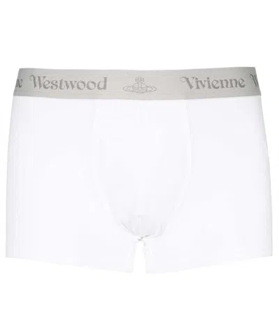 Vivienne Westwood Set Of Two Cotton Boxers With Logoed Elastic Band In White