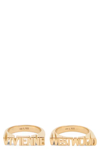 Vivienne Westwood Set Of Two Rings Essex In Gold