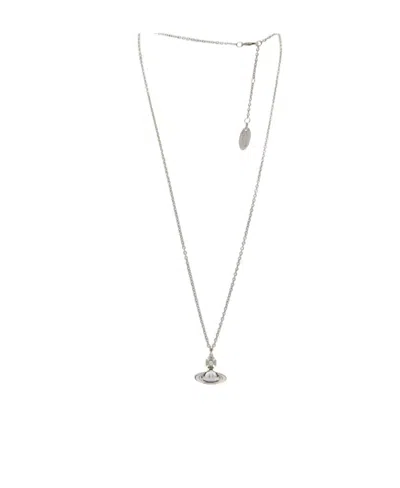 Vivienne Westwood Shallow Embossed Pendant Necklace In Gray