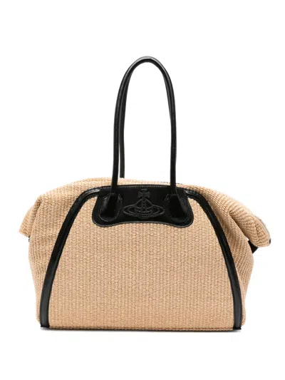 Vivienne Westwood Shirley Orb-plaque Woven Holdall Bag In Pink