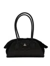 Vivienne Westwood Two-tone Leather And Suede Small Shirley Shoulder Bag In Black