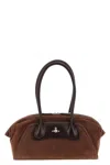 Vivienne Westwood Mens Aw25-chocolate Brown Shirley Small Suede Holdall In Brown