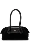 Vivienne Westwood Shirley Small Suede Shoulder Bag In Black