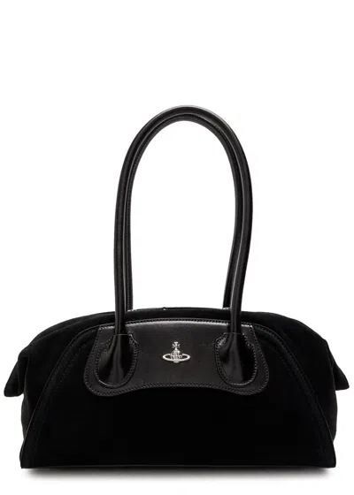 Vivienne Westwood Shirley Small Suede Shoulder Bag In Black