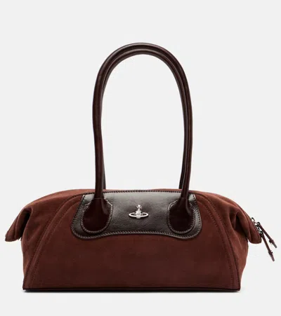 Vivienne Westwood Shirley Small Suede Tote Bag In Brown