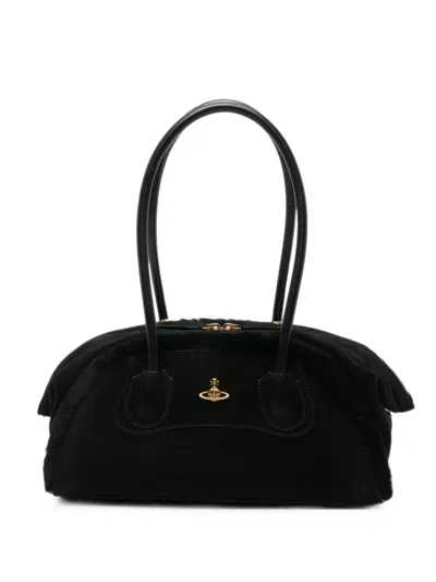 Vivienne Westwood Shirley Suede Tote Bag In Black
