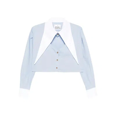 Vivienne Westwood Heart Cut Cropped Shirt Long Sleeves Buttons In Blue