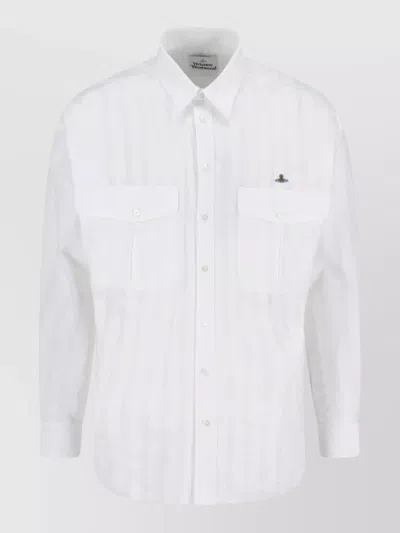 Vivienne Westwood Shirt Button Down Collar Buttoned Cuffs Pockets In White