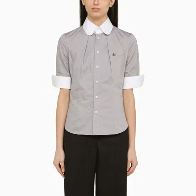 Vivienne Westwood Grey Cotton Shirt With Logo Embroidery Women In Gray