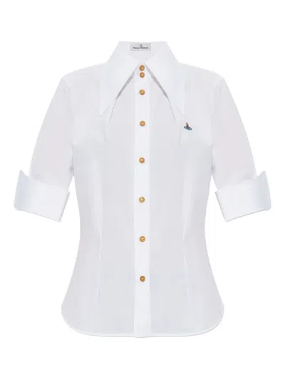 Vivienne Westwood Shirt With Orb Embellishments And A Button Front In White
